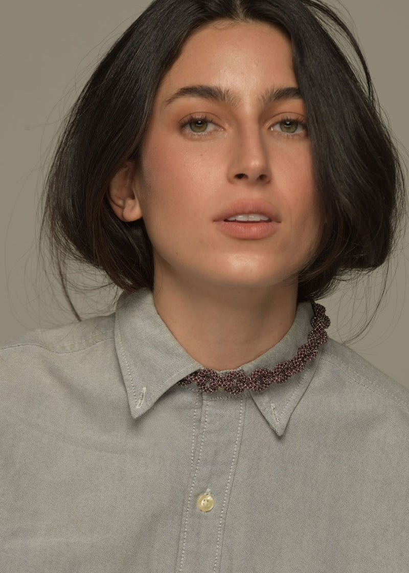 COLLAR HUTA CADENA PLATINO TG GARNET LUSTRE