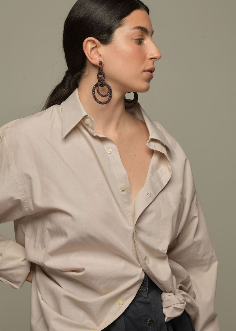 ARETES CINCO AROS CADENA PLATINO TG GARNET LUSTRE