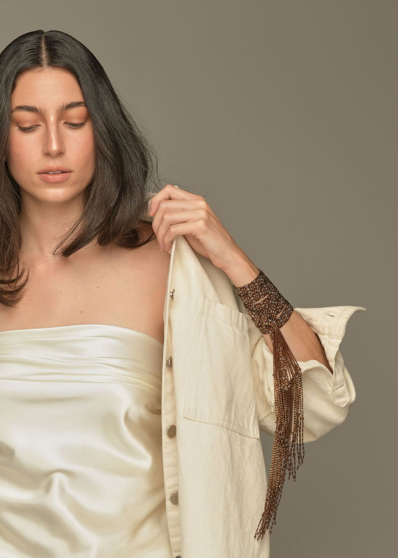 CINTILLA MARTHA ORO PLATINO CAFE TRANSPARENTE