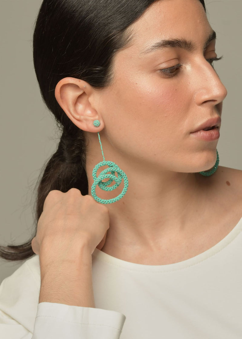 ARETES COLGANTES HAIKURI PLATA AZUL TURQUESA LUSTRE