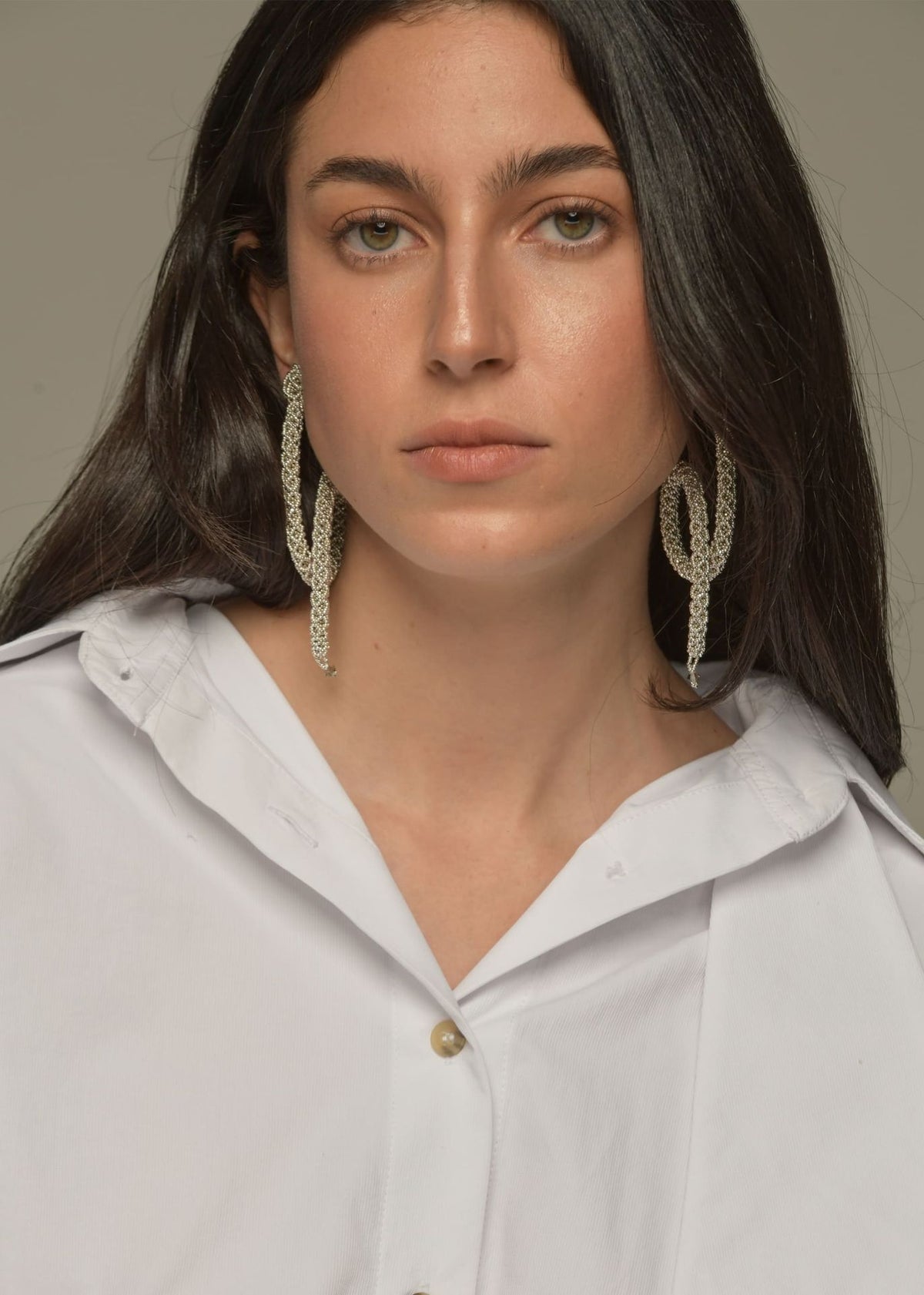 NAWI PLATINUM SILVER SNAKE LOOP EARRINGS