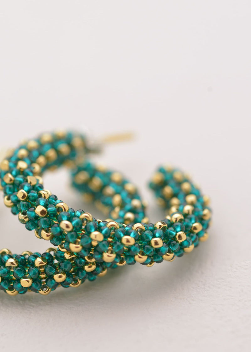 ARRACADAS HUTA KIPURI ORO VERDE ESMERALDA TRANSPARENTE