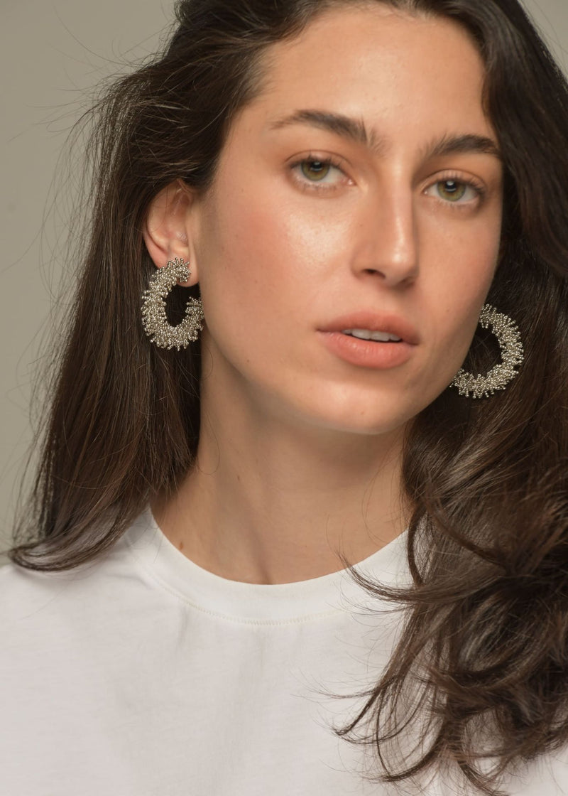 KIPURI WEB SPIKED HOOP EARRINGS