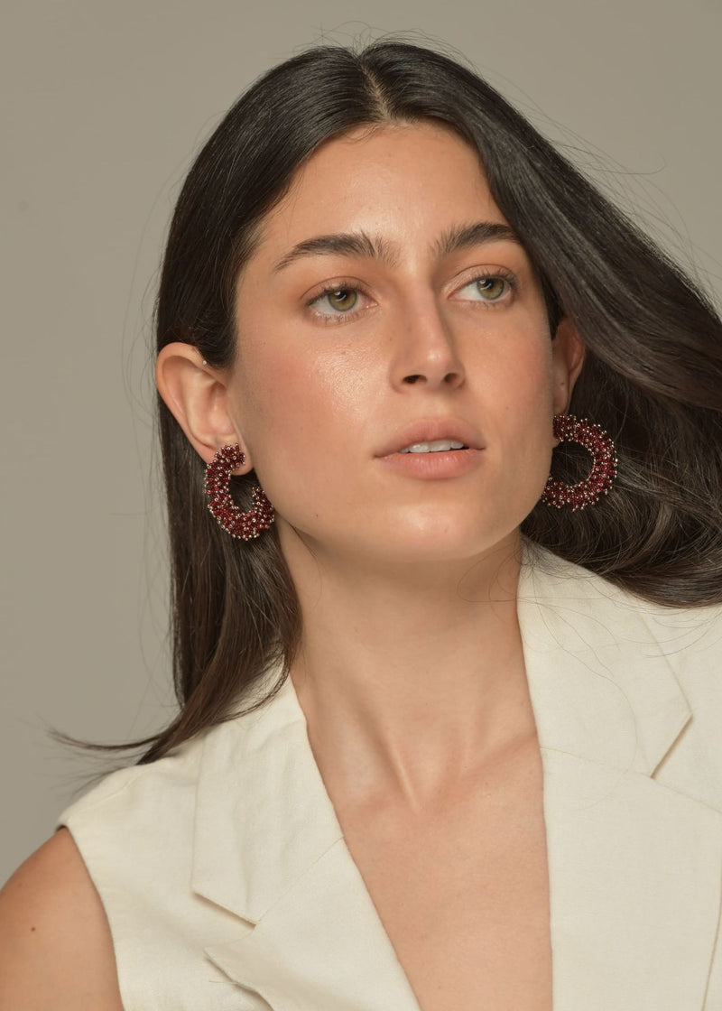 KIPURI WEB SPIKED HOOP EARRINGS