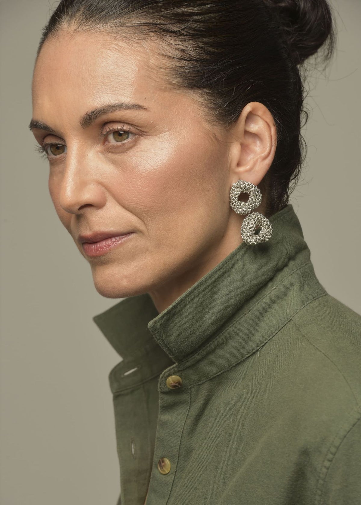 TWO HAIKURI EARRINGS SILVER PLATINUM
